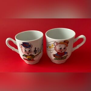 Vintage Piggy Music Themed Mugs